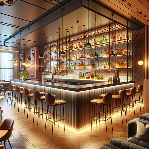 Realistic stock image of modern bar interior